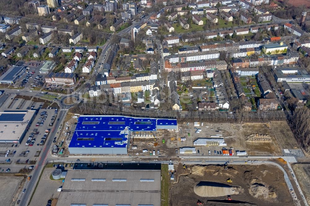 Luftbild Gelsenkirchen - Neubau- Baustelle im Gewerbegebiet an der Brüsseler Straße in Gelsenkirchen im Bundesland Nordrhein-Westfalen, Deutschland