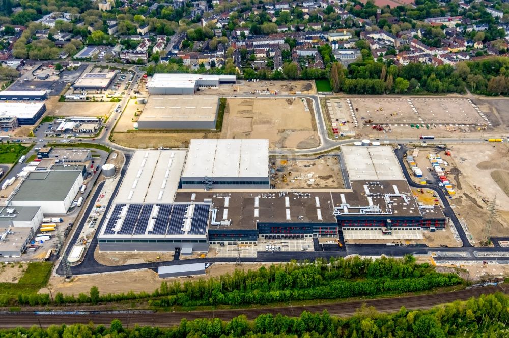 Luftaufnahme Gelsenkirchen - Neubau- Baustelle im Gewerbegebiet an der Brüsseler Straße in Gelsenkirchen im Bundesland Nordrhein-Westfalen, Deutschland