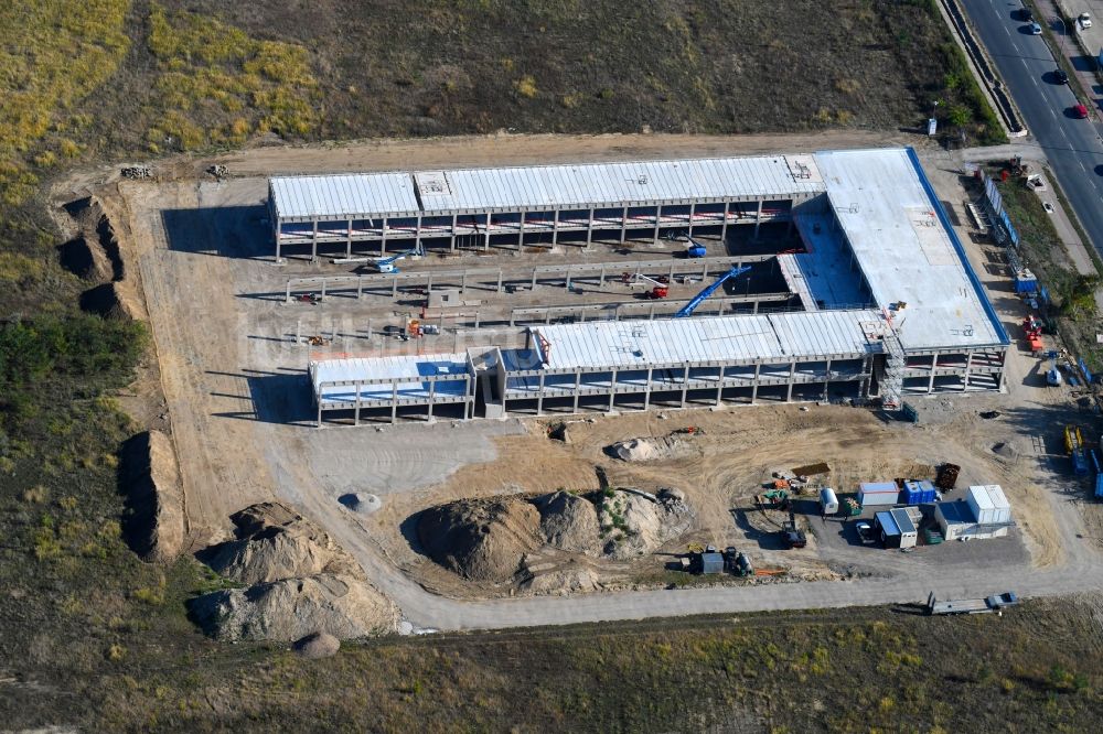 Luftbild Berlin - Neubau- Baustelle im Gewerbegebiet CleanTech Business Park im Ortsteil Marzahn in Berlin, Deutschland