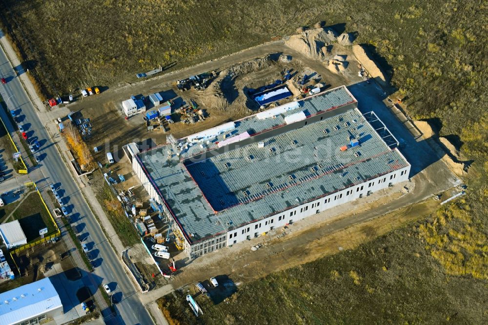 Berlin aus der Vogelperspektive: Neubau- Baustelle im Gewerbegebiet CleanTech Business Park im Ortsteil Marzahn in Berlin, Deutschland