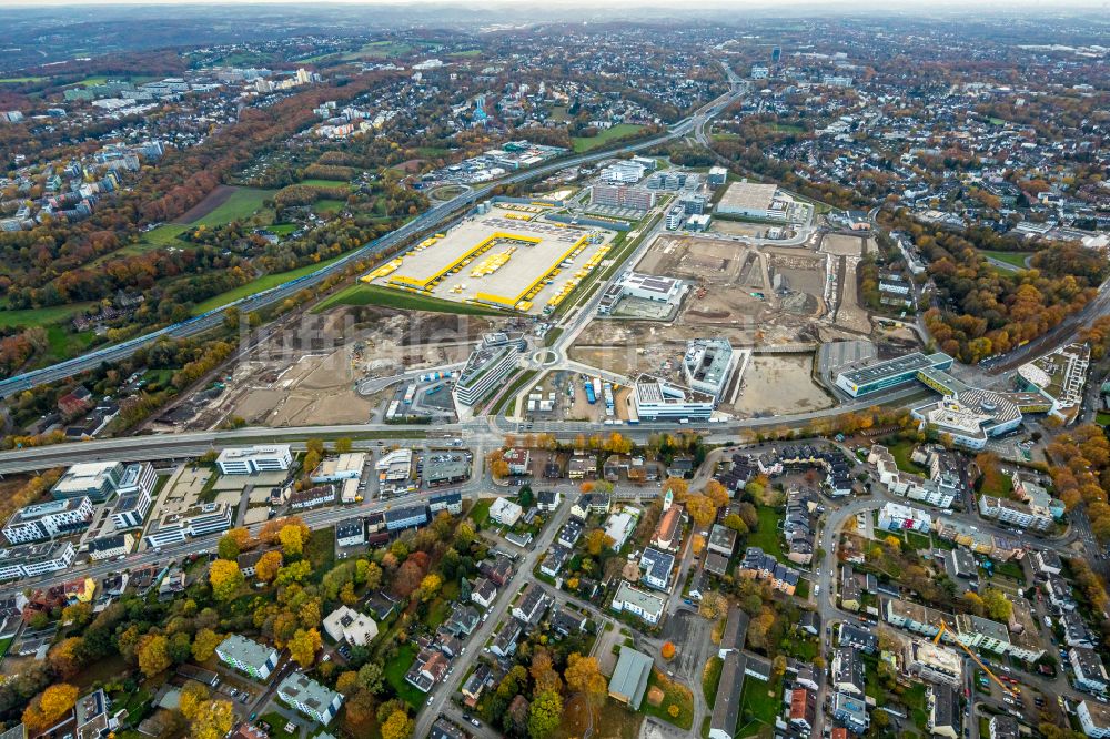 Bochum von oben - Neubau- Baustelle im Gewerbegebiet Entwicklungsgebiet MARK 517 im Ortsteil Laer in Bochum im Bundesland Nordrhein-Westfalen, Deutschland