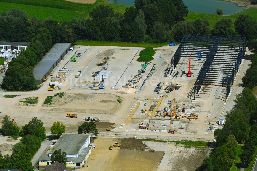 Luftbild Günzburg - Neubau- Baustelle im Gewerbegebiet der Frasers Property Industrial in Günzburg im Bundesland Bayern, Deutschland