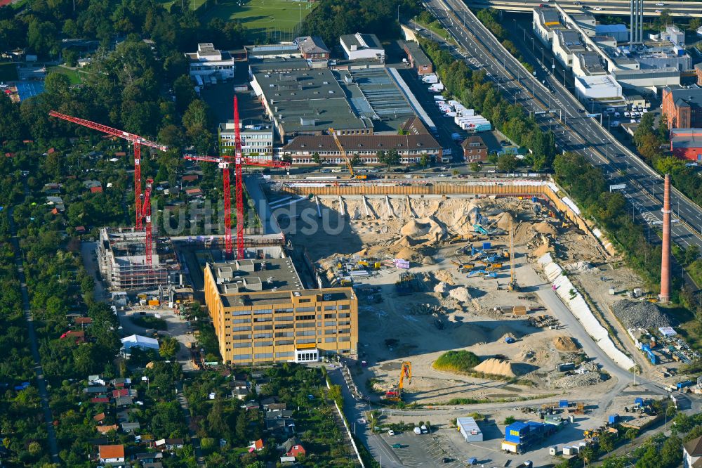 Berlin von oben - Neubau- Baustelle im Gewerbegebiet Gewerbehöfequartier Go West in Berlin, Deutschland