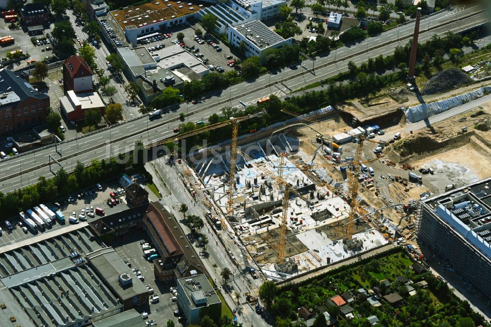 Luftbild Berlin - Neubau- Baustelle im Gewerbegebiet Gewerbehöfequartier Go West in Berlin, Deutschland