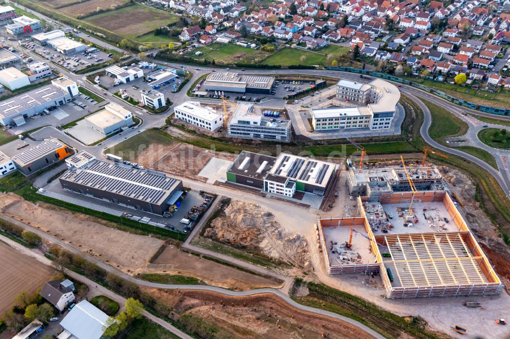 Luftbild Landau in der Pfalz - Neubau- Baustelle im Gewerbegebiet Gewerbepark am Messegelände in Landau in der Pfalz im Bundesland Rheinland-Pfalz, Deutschland