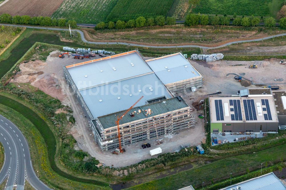 Luftbild Landau in der Pfalz - Neubau- Baustelle im Gewerbegebiet Gewerbepark am Messegelände in Landau in der Pfalz im Bundesland Rheinland-Pfalz, Deutschland