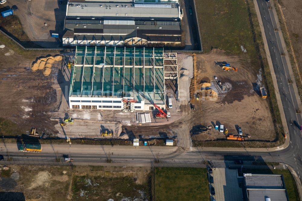 Luftaufnahme Bochum - Neubau- Baustelle im Gewerbegebiet Am Hellweg in Bochum im Bundesland Nordrhein-Westfalen, Deutschland