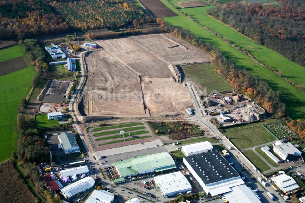 Kandel von oben - Neubau- Baustelle im Gewerbegebiet Horst für Friedrich Zufall GmbH & Co. KG Internationale Spedition im Ortsteil Gewerbegebiet Horst in Kandel im Bundesland Rheinland-Pfalz, Deutschland