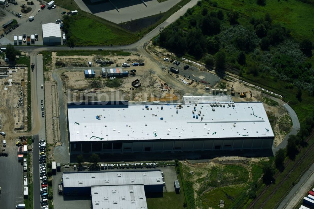 Luftbild Hoppegarten - Neubau- Baustelle im Gewerbegebiet Industriestraße - Alter Feldweg der Firma coolback GmbH im Ortsteil Dahlwitz-Hoppegarten in Hoppegarten im Bundesland Brandenburg, Deutschland