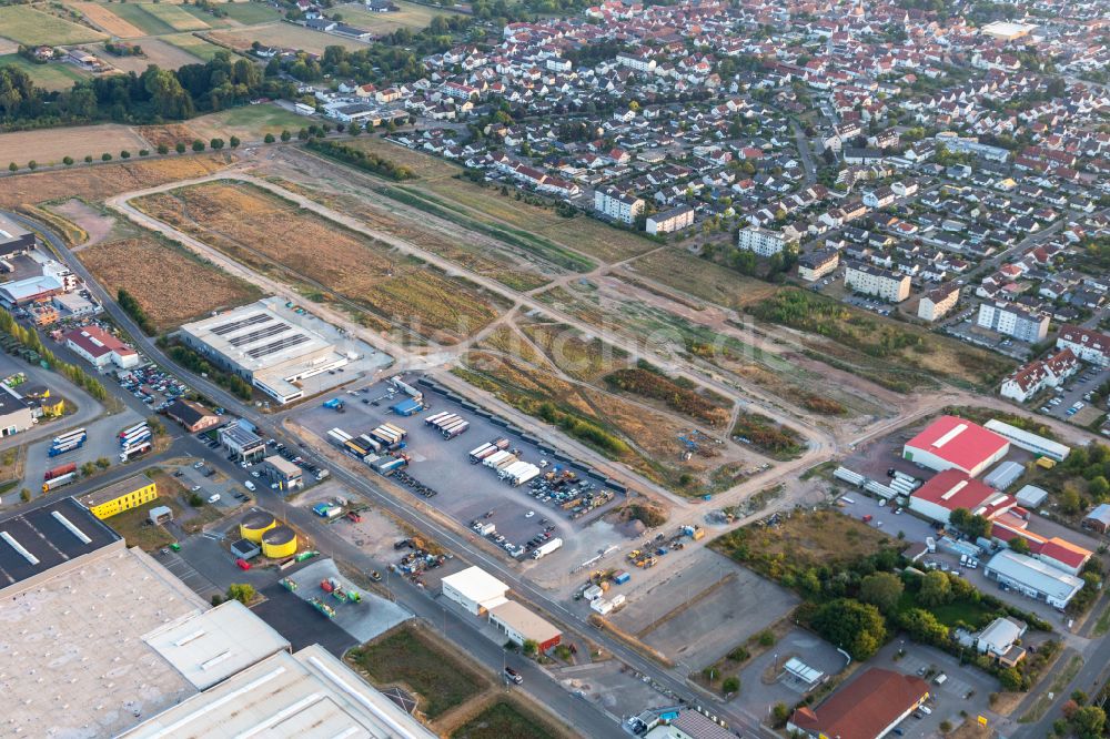 Luftbild Offenbach an der Queich - Neubau- Baustelle im Gewerbegebiet Interpark in Offenbach an der Queich im Bundesland Rheinland-Pfalz, Deutschland