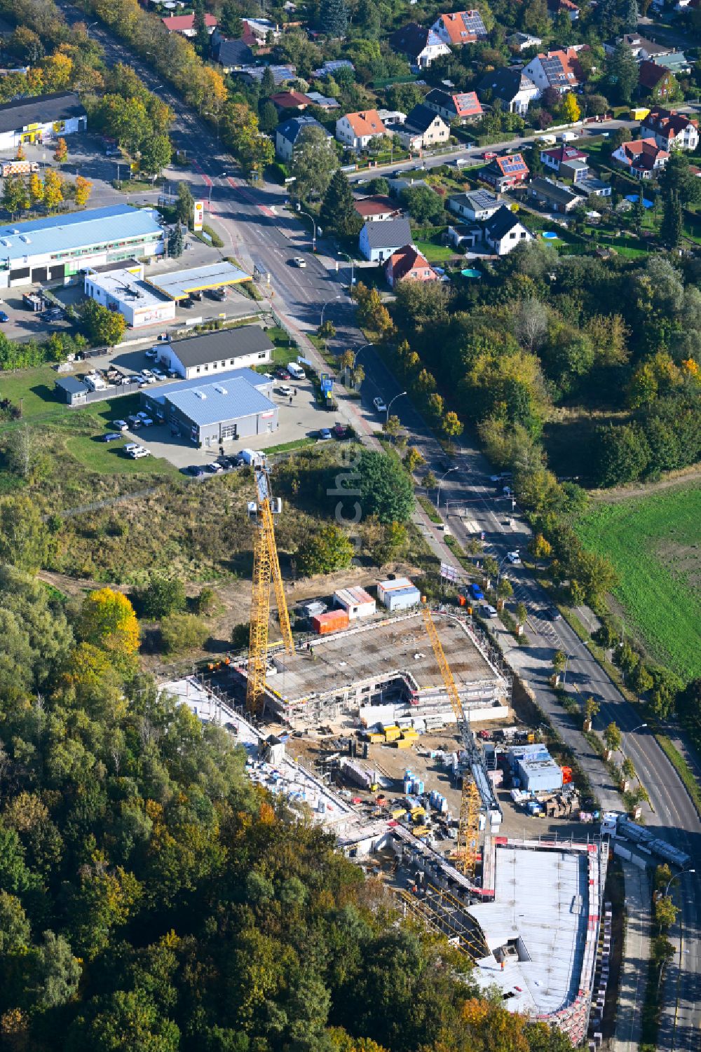 Luftaufnahme Berlin - Neubau- Baustelle im Gewerbegebiet Karo Neun im Ortsteil Blankenburg in Berlin, Deutschland