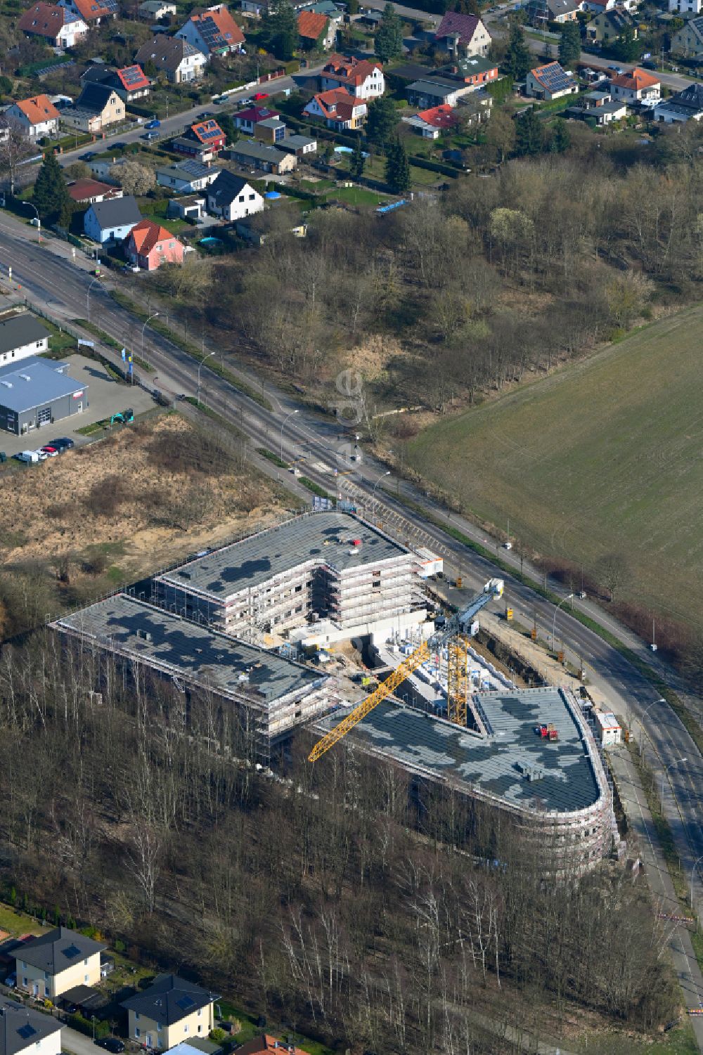 Berlin von oben - Neubau- Baustelle im Gewerbegebiet Karo Neun im Ortsteil Blankenburg in Berlin, Deutschland