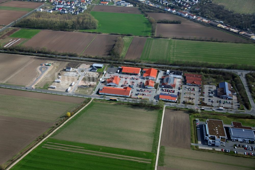 Bodenheim von oben - Neubau- Baustelle im Gewerbegebiet Lange Ruthe in Bodenheim im Bundesland Rheinland-Pfalz