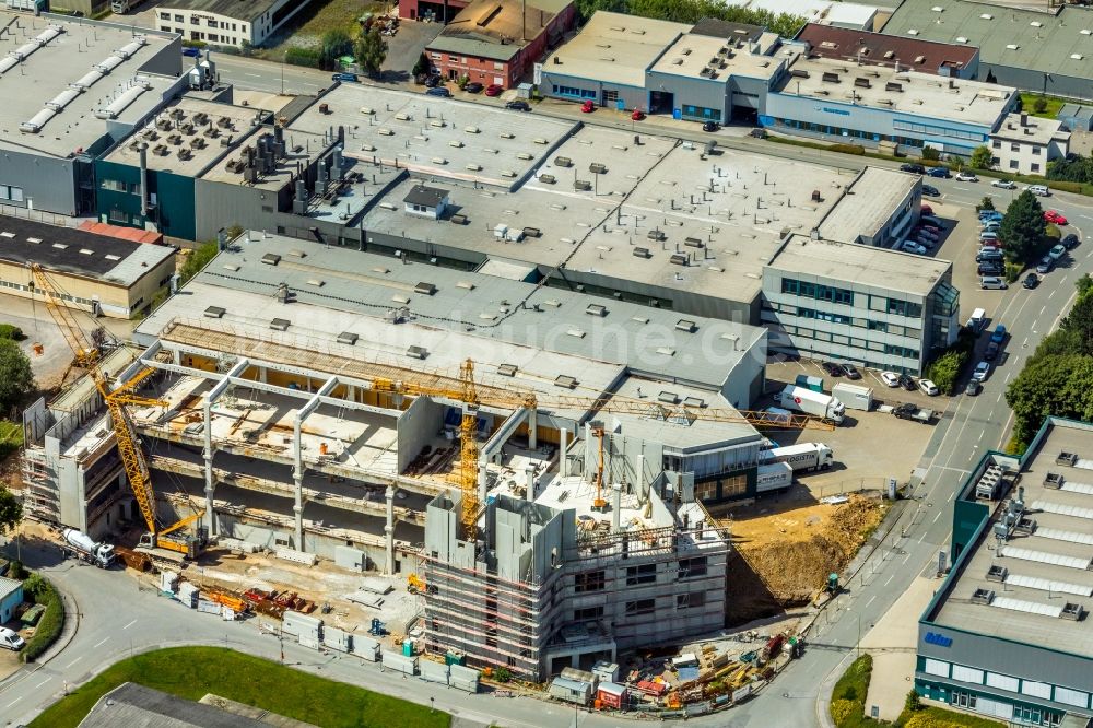 Luftaufnahme Ennepetal - Neubau- Baustelle im Gewerbegebiet Oeklinghausen der BIW Isolierstoffe GmbH an der Memelstraße Ecke Pregelstraße in Ennepetal im Bundesland Nordrhein-Westfalen - NRW, Deutschland