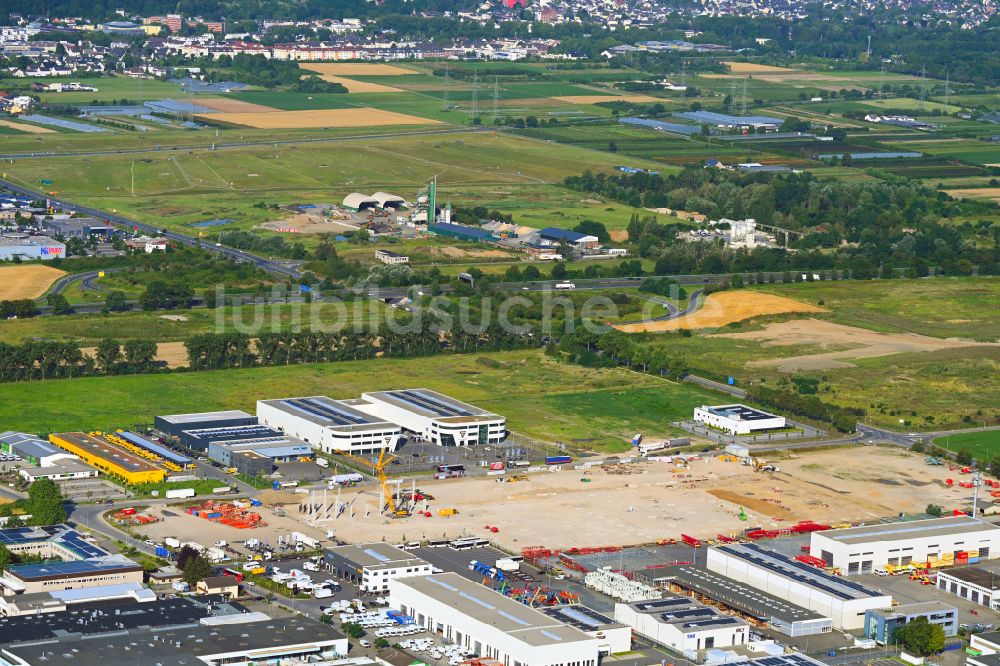 Luftaufnahme Hersel - Neubau- Baustelle im Gewerbegebiet Panattoni Park Bonn Nord in Hersel im Bundesland Nordrhein-Westfalen, Deutschland