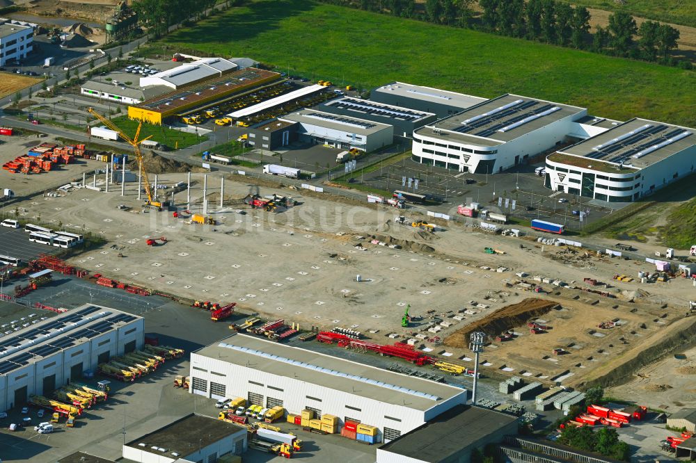 Luftbild Hersel - Neubau- Baustelle im Gewerbegebiet Panattoni Park Bonn Nord in Hersel im Bundesland Nordrhein-Westfalen, Deutschland