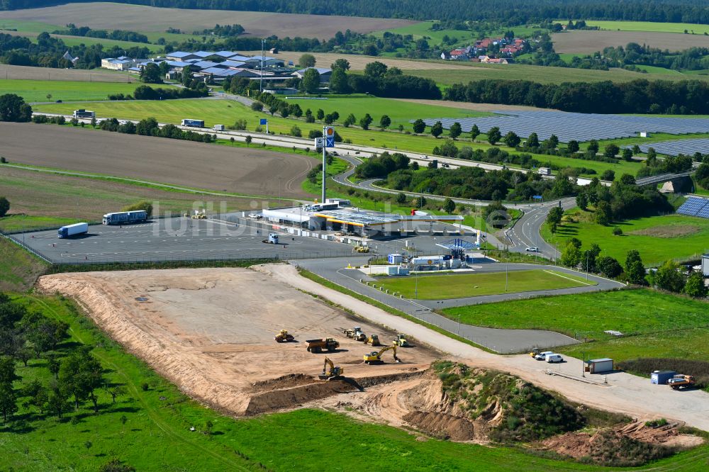 Luftbild Pörsdorf - Neubau- Baustelle im Gewerbegebiet Am Rüdersdorfer Weg in Pörsdorf im Bundesland Thüringen, Deutschland