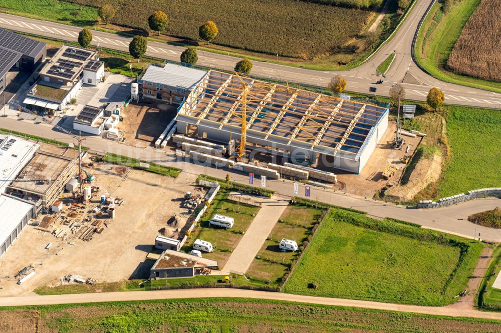 Luftbild Ringsheim - Neubau- Baustelle im Gewerbegebiet in Ringsheim im Bundesland Baden-Württemberg, Deutschland