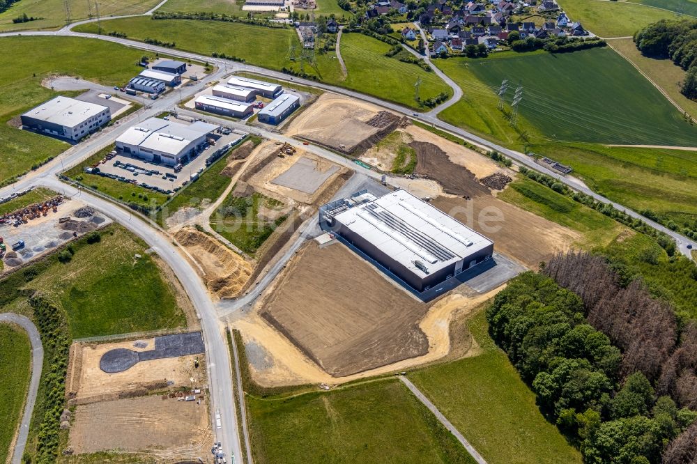 Luftbild Altena - Neubau- Baustelle im Gewerbegebiet Rosmarter Allee - Hemecker Weg im Ortsteil Rosmart in Altena im Bundesland Nordrhein-Westfalen, Deutschland