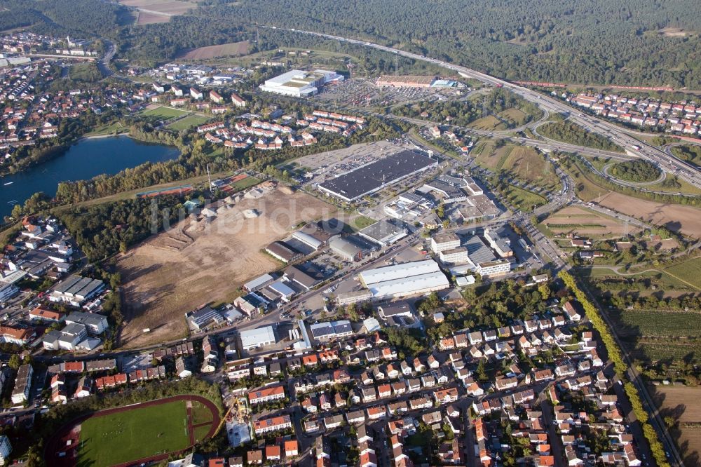 Luftbild Brühl - Neubau- Baustelle im Gewerbegebiet Schütte-Lanz-Park in Brühl im Bundesland Baden-Württemberg