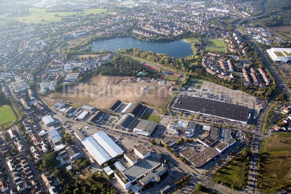 Luftbild Brühl - Neubau- Baustelle im Gewerbegebiet Schütte-Lanz-Park in Brühl im Bundesland Baden-Württemberg