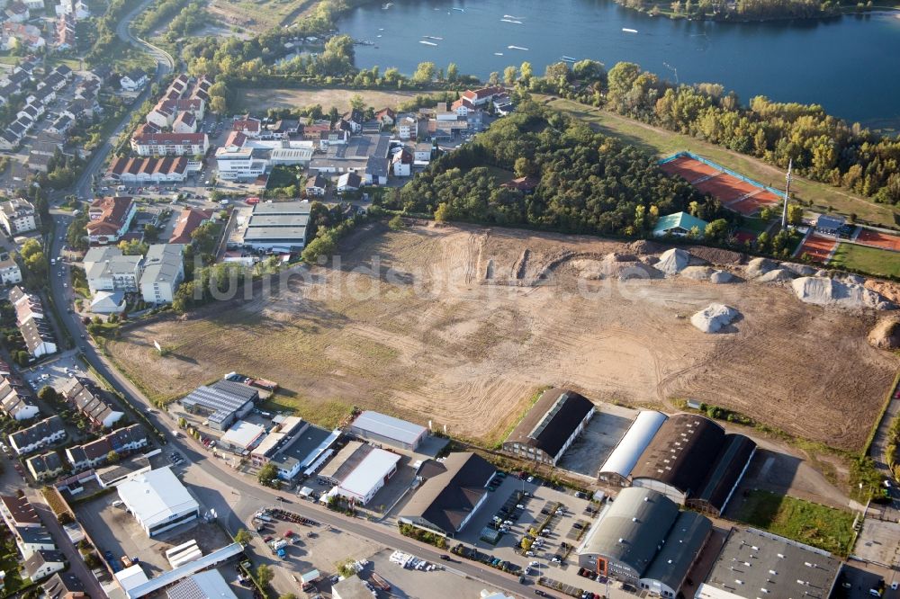 Luftaufnahme Brühl - Neubau- Baustelle im Gewerbegebiet Schütte-Lanz-Park in Brühl im Bundesland Baden-Württemberg