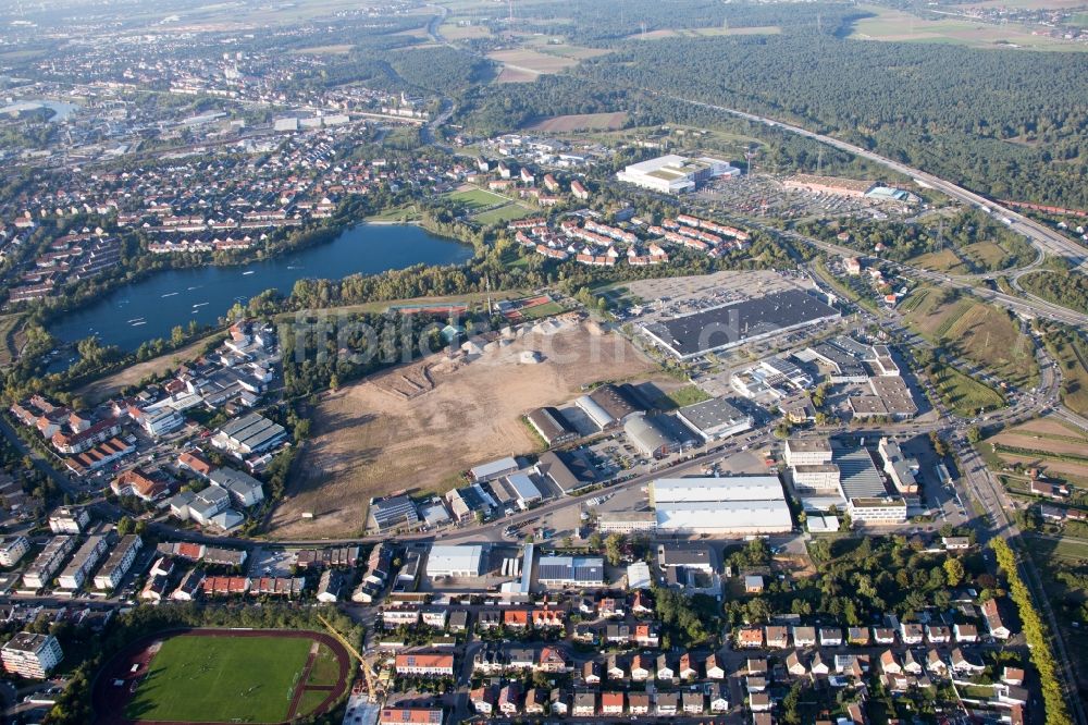 Luftbild Brühl - Neubau- Baustelle im Gewerbegebiet Schütte-Lanz-Park in Brühl im Bundesland Baden-Württemberg