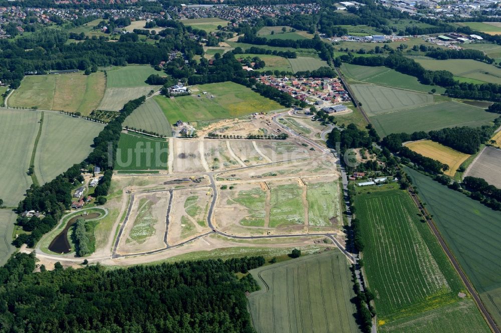 Stade aus der Vogelperspektive: Neubau- Baustelle Heidesiedlung Riensförde in Stade im Bundesland Niedersachsen, Deutschland