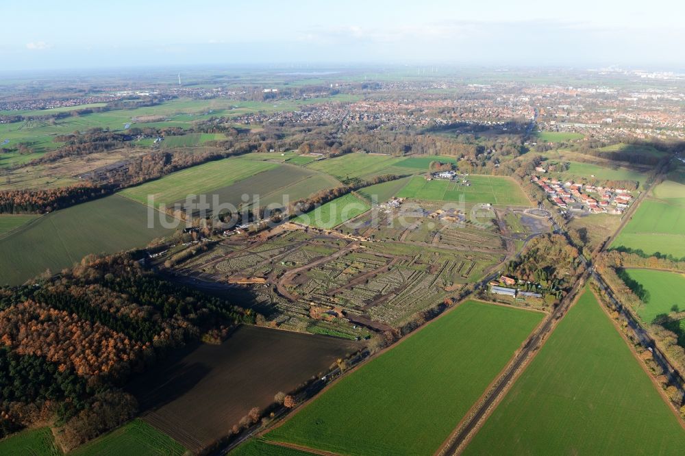 Luftaufnahme Stade - Neubau- Baustelle Heidesiedlung Riensförde in Stade im Bundesland Niedersachsen, Deutschland