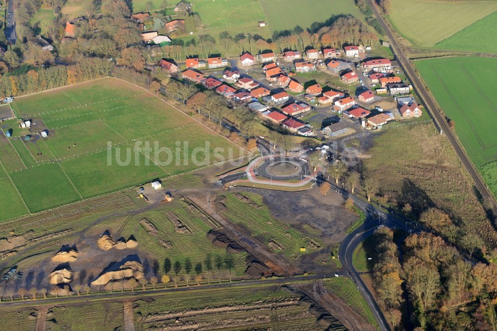 Stade aus der Vogelperspektive: Neubau- Baustelle Heidesiedlung Riensförde in Stade im Bundesland Niedersachsen, Deutschland