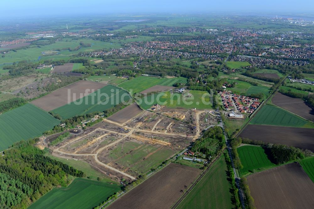 Stade aus der Vogelperspektive: Neubau- Baustelle Heidesiedlung Riensförde in Stade im Bundesland Niedersachsen, Deutschland