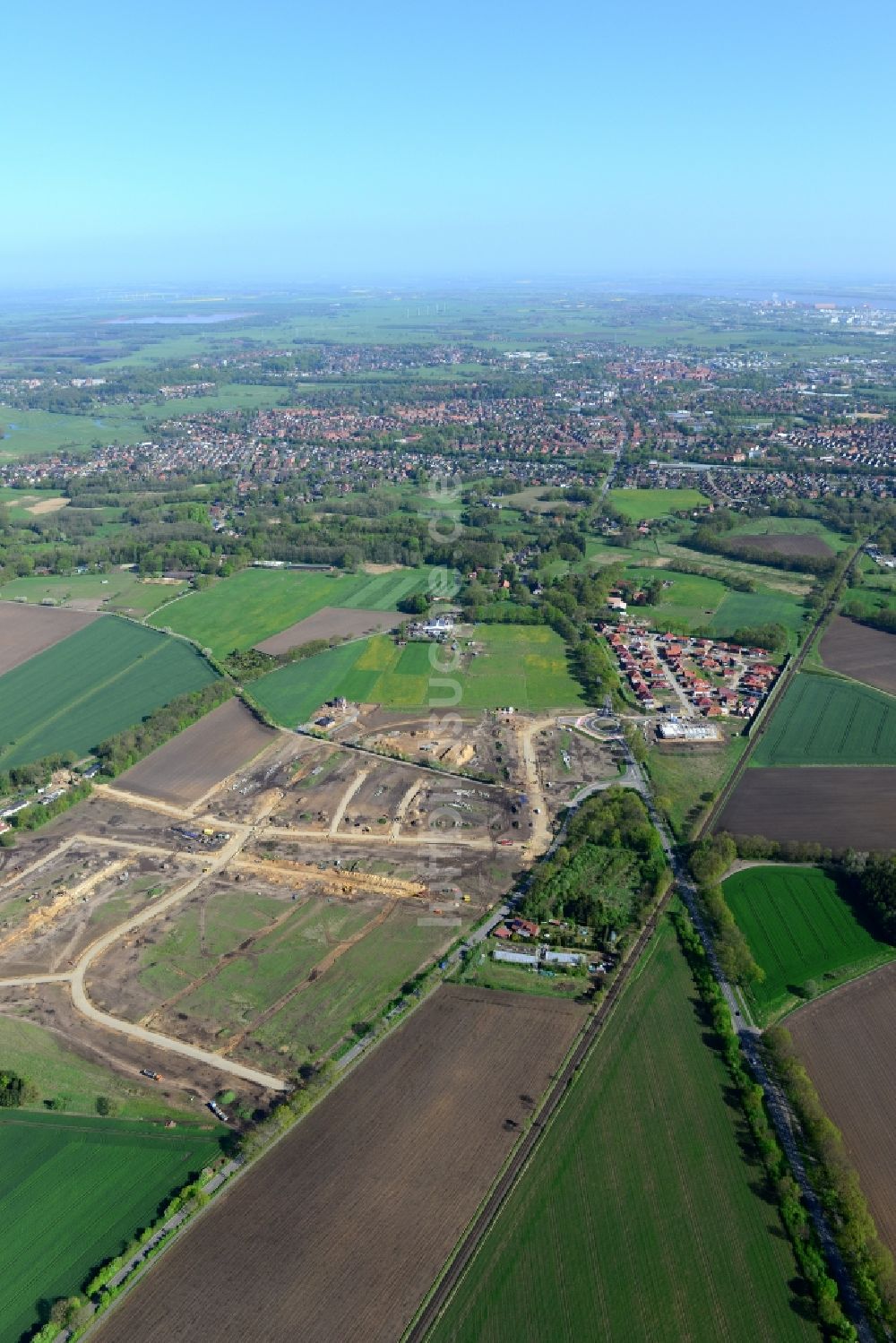 Luftbild Stade - Neubau- Baustelle Heidesiedlung Riensförde in Stade im Bundesland Niedersachsen, Deutschland