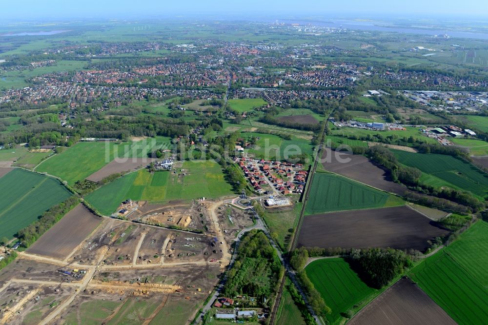 Luftaufnahme Stade - Neubau- Baustelle Heidesiedlung Riensförde in Stade im Bundesland Niedersachsen, Deutschland