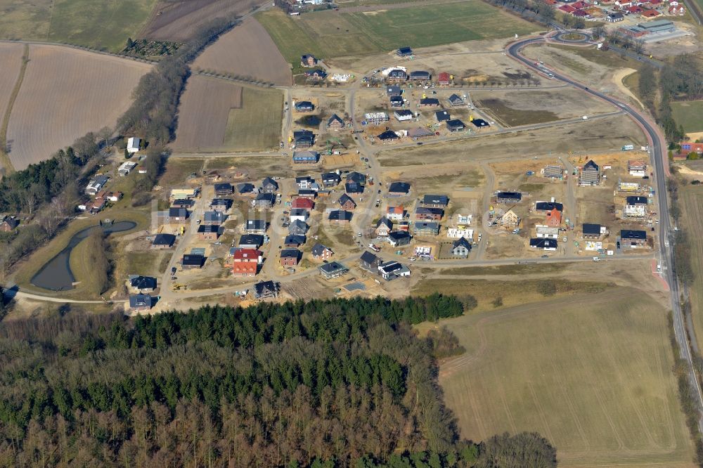 Stade aus der Vogelperspektive: Neubau- Baustelle Heidesiedlung Riensförde in Stade im Bundesland Niedersachsen, Deutschland