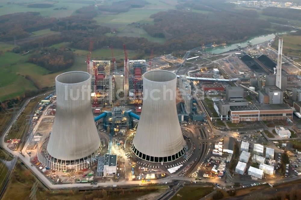 Hamm aus der Vogelperspektive: Neubau und Baustelle des Kraftwerks Westfalen im Ortsteil Schmehausen in Hamm im Bundesland Nordrhein-Westfalen