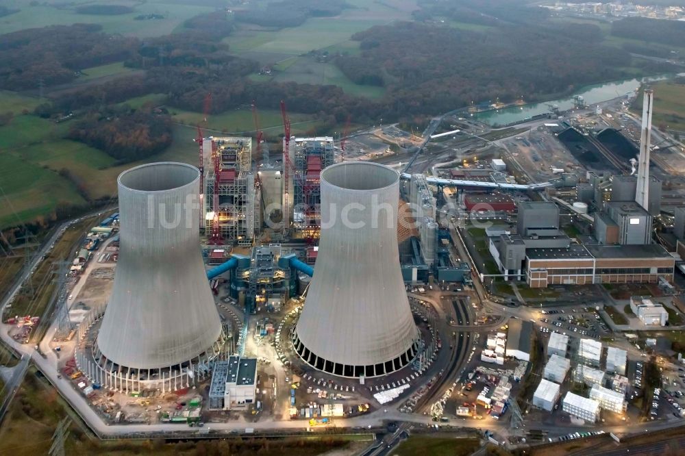 Luftbild Hamm - Neubau und Baustelle des Kraftwerks Westfalen im Ortsteil Schmehausen in Hamm im Bundesland Nordrhein-Westfalen