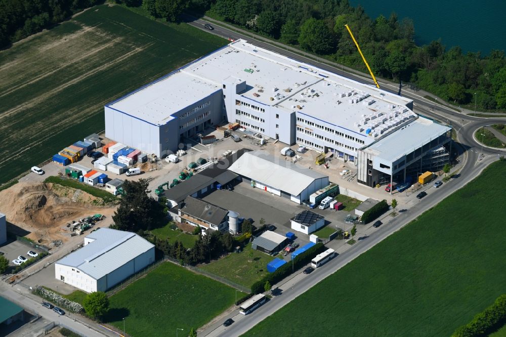 Luftaufnahme Pulheim - Neubau- Baustelle der ProServ Management GmbH im Gewerbegebiet in Pulheim im Bundesland Nordrhein-Westfalen, Deutschland