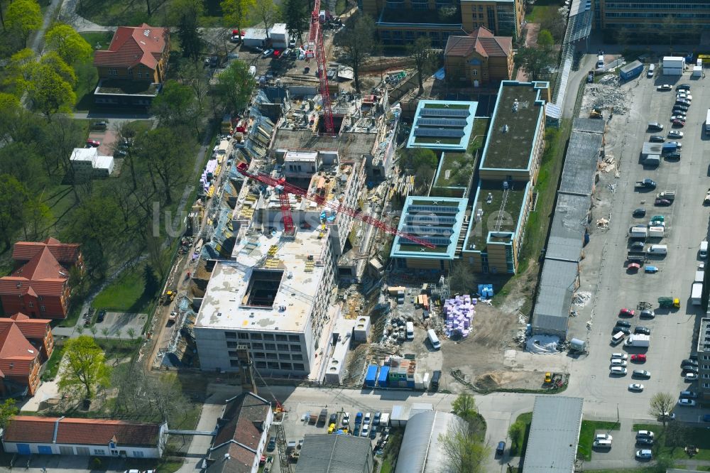 Luftbild Berlin - Neubau- Baustelle für ein Rehabilitationszentrum der Rehaklinik im Ortsteil Marzahn in Berlin, Deutschland