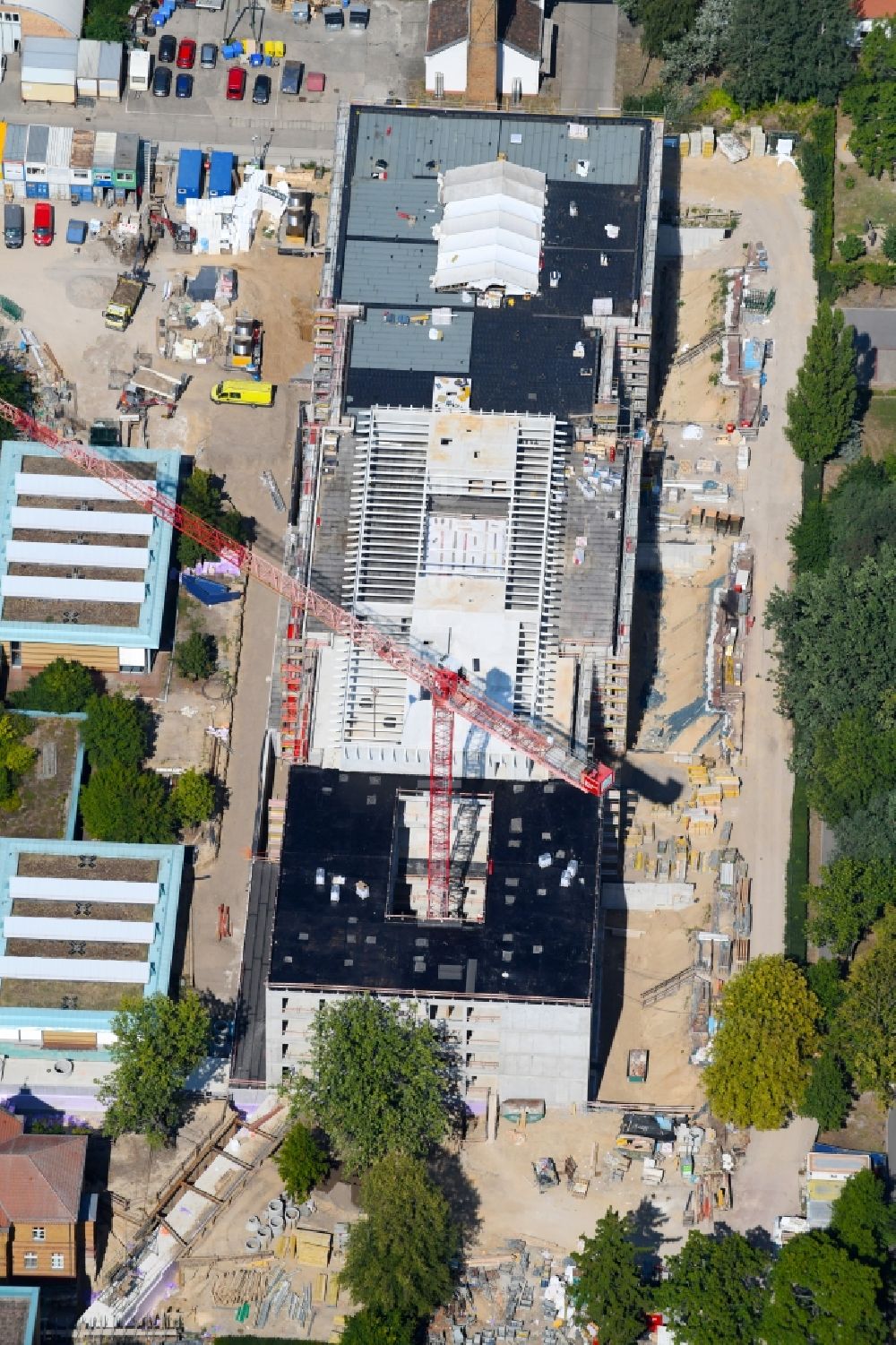 Luftbild Berlin - Neubau- Baustelle für ein Rehabilitationszentrum der Rehaklinik im Ortsteil Marzahn in Berlin, Deutschland