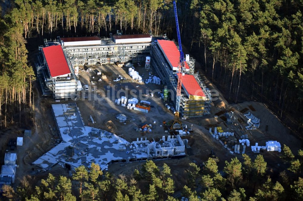 Strausberg von oben - Neubau- Baustelle für ein Rehabilitationszentrum der Rehaklinik in Strausberg im Bundesland Brandenburg, Deutschland