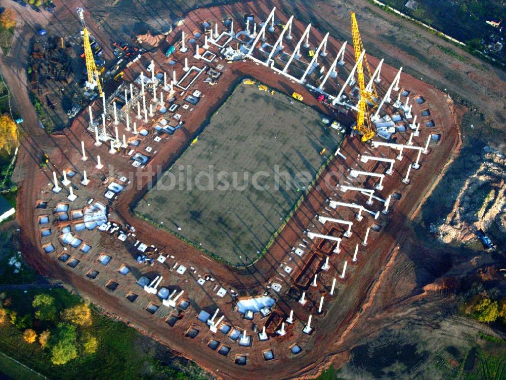 Luftbild Magdeburg - Neubau- Baustelle Sportstätten-Gelände der MDCC-Arena in Magdeburg im Bundesland Sachsen-Anhalt