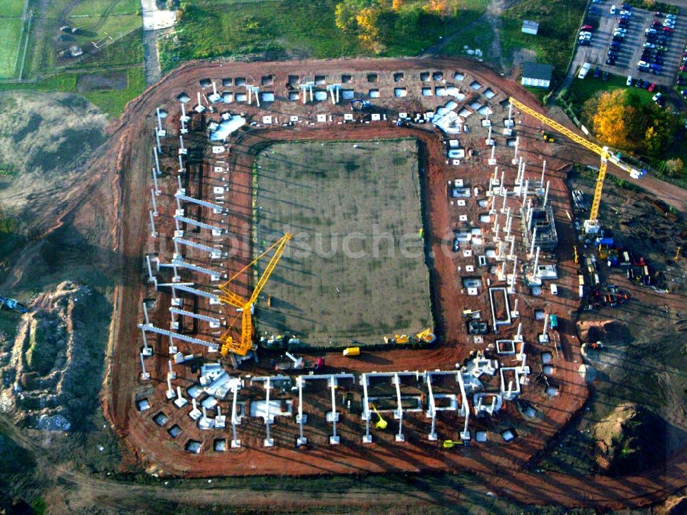 Luftbild Magdeburg - Neubau- Baustelle Sportstätten-Gelände der MDCC-Arena in Magdeburg im Bundesland Sachsen-Anhalt