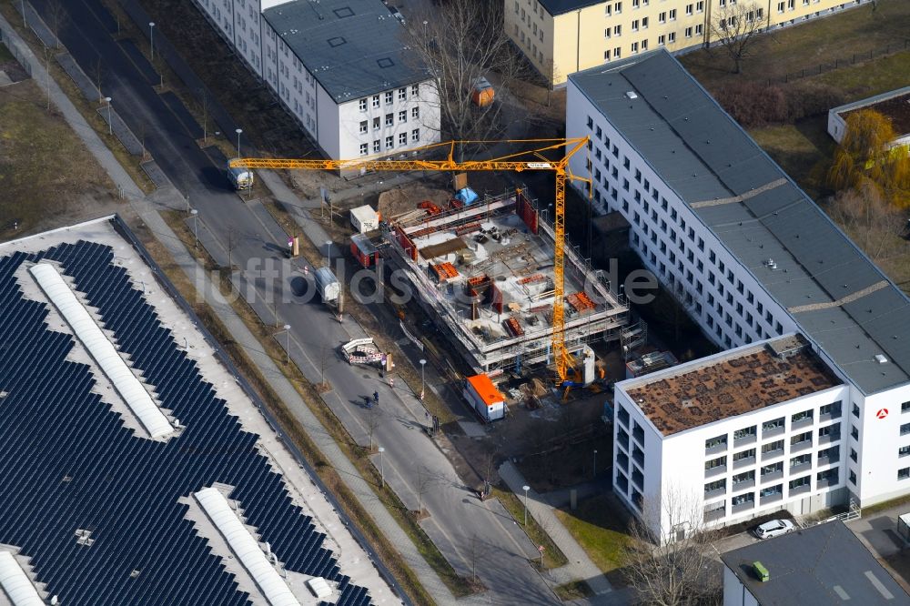 Berlin von oben - Neubau- Baustelle Verwaltungsgebäude der staatlichen Behörde Bundesagentur für Arbeit in Adlershof - Johannestal in Berlin, Deutschland