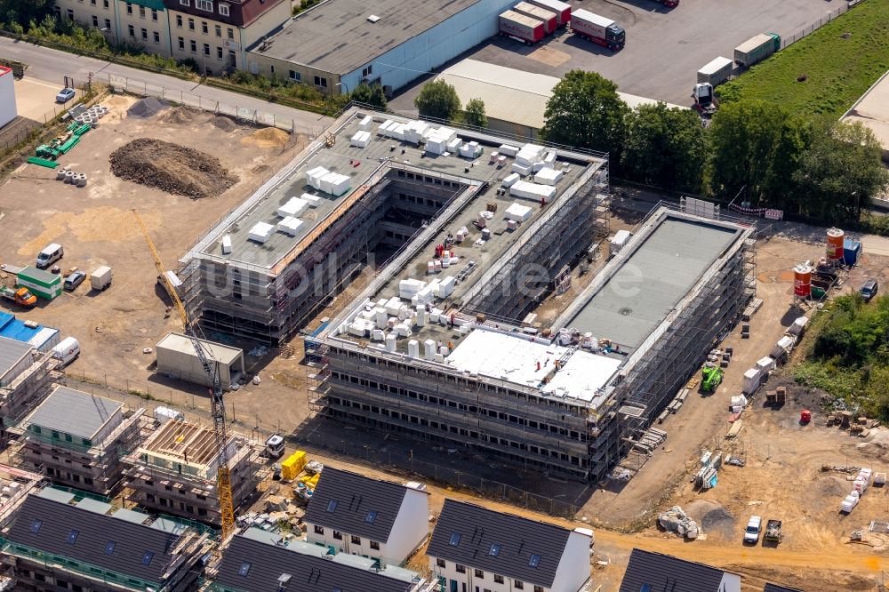 Schwelm aus der Vogelperspektive: Neubau- Baustelle Verwaltungsgebäude der staatlichen Behörde der Kreisverwaltung Schwelm Rheinische Str. in Schwelm im Bundesland Nordrhein-Westfalen, Deutschland