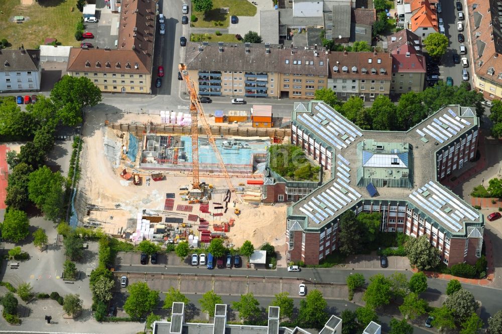 Aschaffenburg von oben - Neubau- Baustelle Verwaltungsgebäude der staatlichen Behörde des Landratsamt in Aschaffenburg im Bundesland Bayern, Deutschland