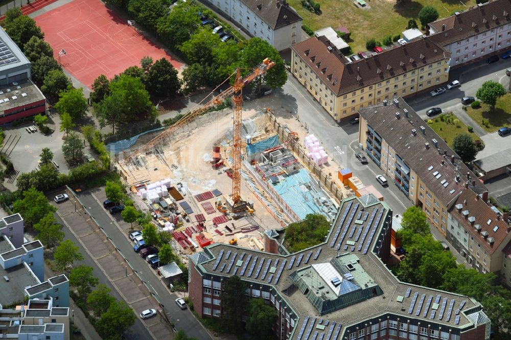 Luftbild Aschaffenburg - Neubau- Baustelle Verwaltungsgebäude der staatlichen Behörde des Landratsamt in Aschaffenburg im Bundesland Bayern, Deutschland