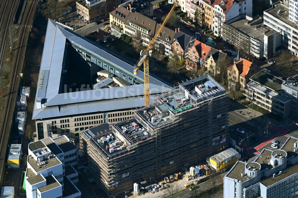 Luftbild Hannover - Neubau- Baustelle Verwaltungsgebäude der staatlichen Behörde der Ärztekammer Niedersachsen an der Berliner Allee Ecke Schiffgraben in Hannover im Bundesland Niedersachsen, Deutschland