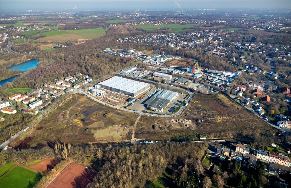 Luftaufnahme Bochum - Neubau - Baustelle auf dem Werksgelände der BROCK Kehrtechnik GmbH in Bochum im Bundesland Nordrhein-Westfalen, Deutschland