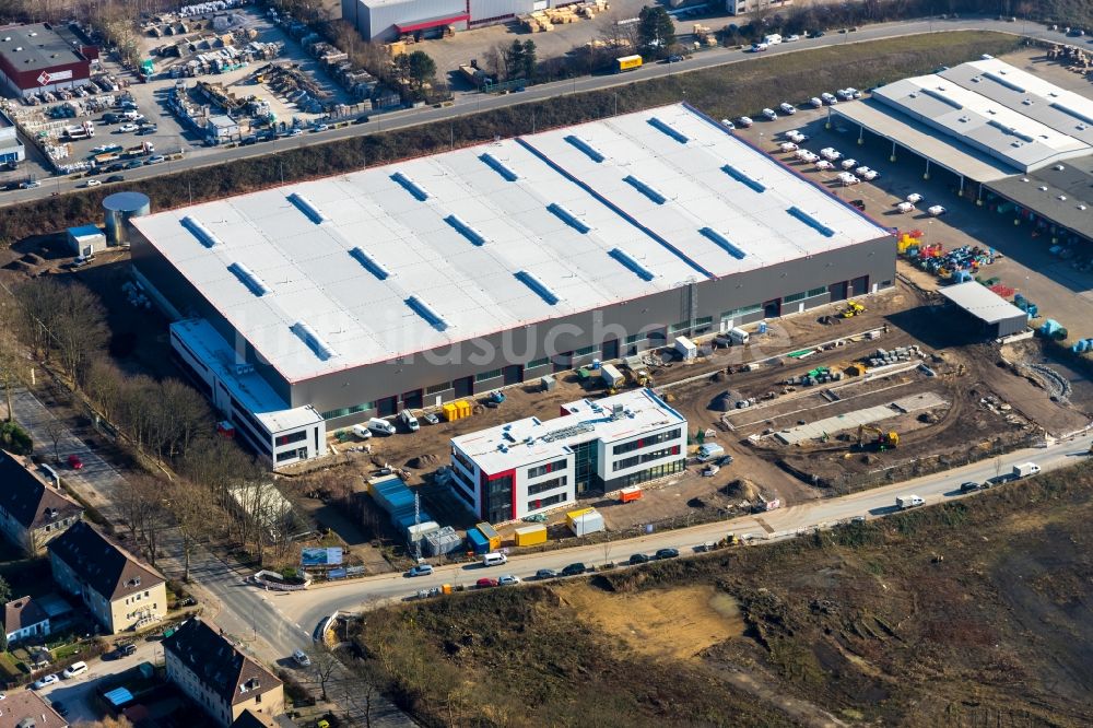 Luftbild Bochum - Neubau - Baustelle auf dem Werksgelände der BROCK Kehrtechnik GmbH in Bochum im Bundesland Nordrhein-Westfalen, Deutschland