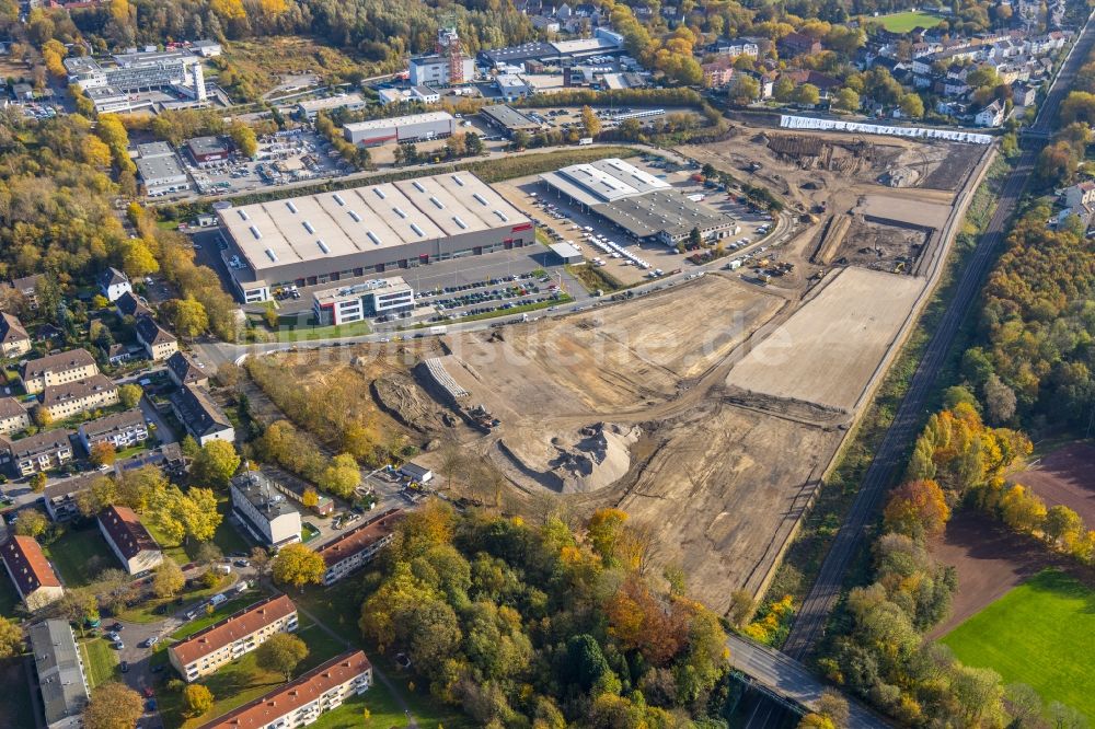 Luftbild Bochum - Neubau - Baustelle auf dem Werksgelände der BROCK Kehrtechnik GmbH in Bochum im Bundesland Nordrhein-Westfalen, Deutschland